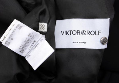 VIKTOR&ROLF Silk Collar Double-Breasted Jacket Black Size 38