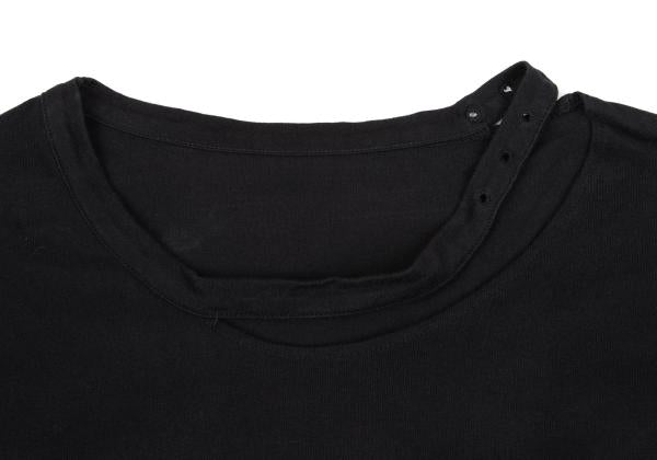 B Yohji Yamamoto Cotton Belt Collar T-Shirt Black Size 2