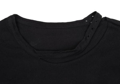 B Yohji Yamamoto Cotton Belt Collar T-Shirt Black Size 2