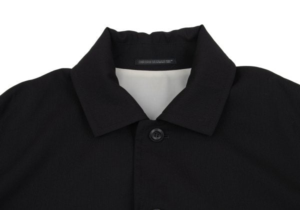 B Yohji Yamamoto Wool Side Drawstring Flap Coat Black Size 1