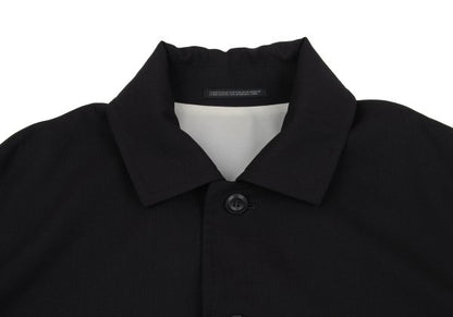B Yohji Yamamoto Wool Side Drawstring Flap Coat Black Size 1