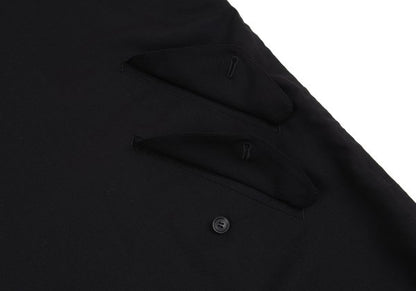 B Yohji Yamamoto Wool Side Drawstring Flap Coat Black Size 1