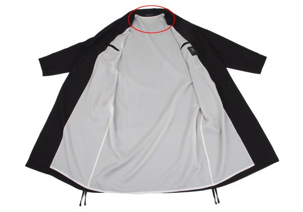 B Yohji Yamamoto Wool Side Drawstring Flap Coat Black Size 1