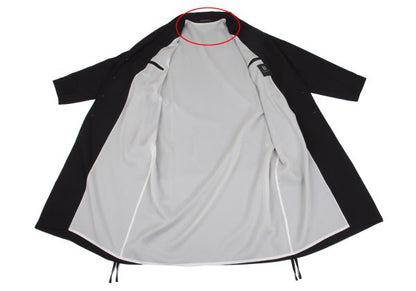 B Yohji Yamamoto Wool Side Drawstring Flap Coat Black Size 1