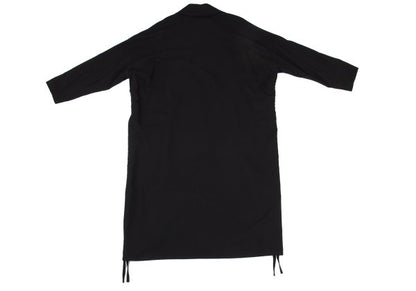 B Yohji Yamamoto Wool Side Drawstring Flap Coat Black Size 1