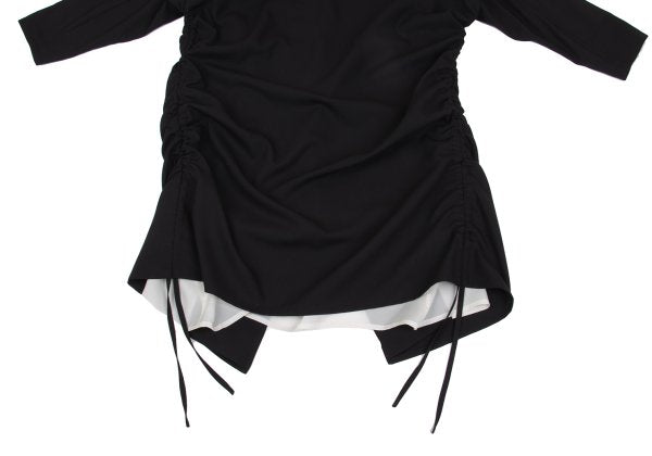 B Yohji Yamamoto Wool Side Drawstring Flap Coat Black Size 1