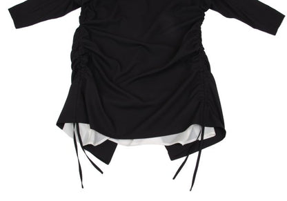 B Yohji Yamamoto Wool Side Drawstring Flap Coat Black Size 1