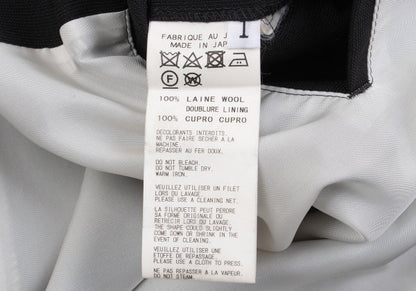 B Yohji Yamamoto Wool Side Drawstring Flap Coat Black Size 1