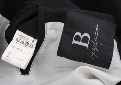 B Yohji Yamamoto Wool Side Drawstring Flap Coat Black Size 1