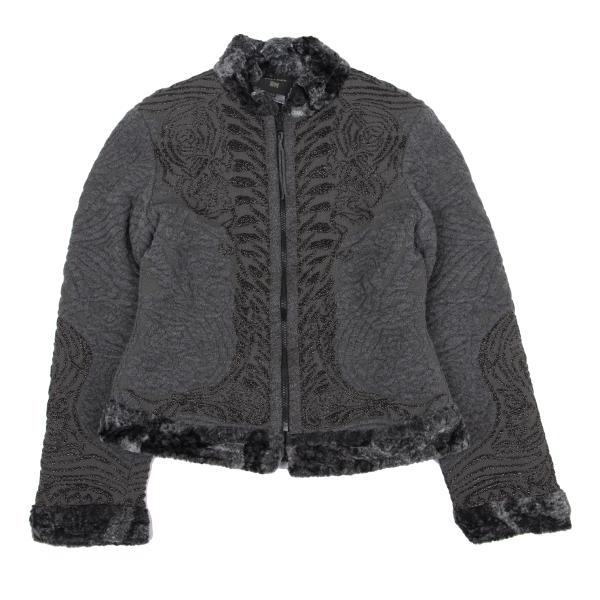 Jean Paul GAULTIER HOMME Reversible Boa Jacket Gray Size 48