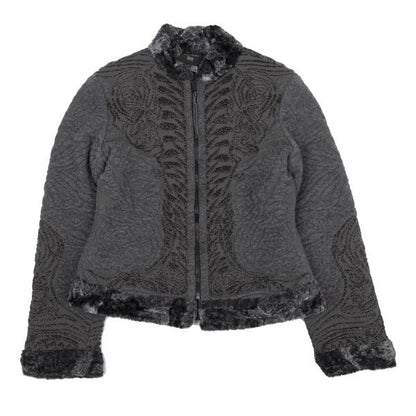 Jean Paul GAULTIER HOMME Reversible Boa Jacket Gray Size 48