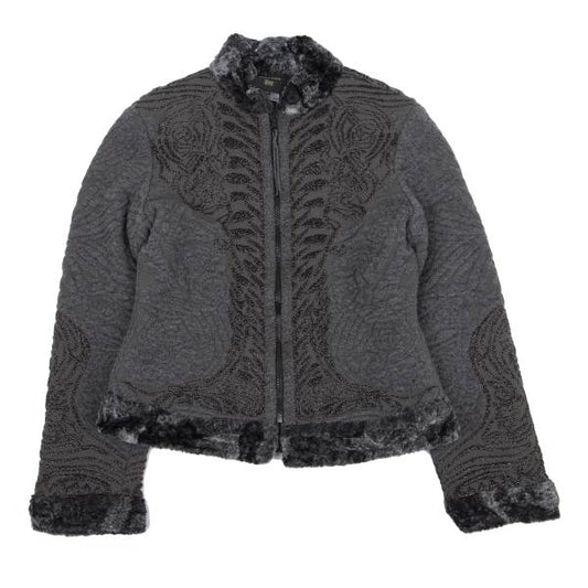 Jean Paul GAULTIER HOMME Reversible Boa Jacket Gray Size 48