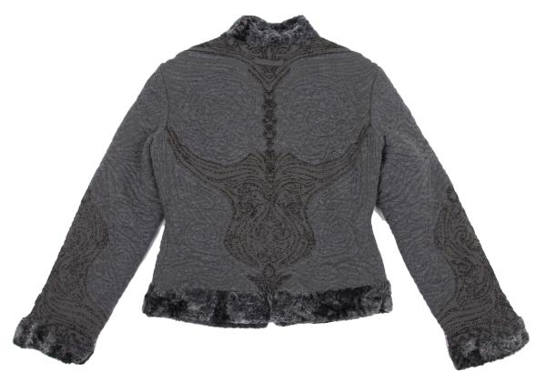 Jean Paul GAULTIER HOMME Reversible Boa Jacket Gray Size 48