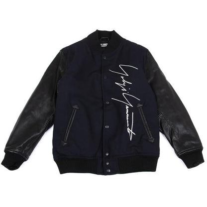 Yohji Yamaoto x NEW ERA x Yohji Yamamoto Wool Leather Navy Black Jacket Size 3