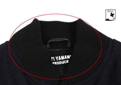 Yohji Yamaoto x NEW ERA x Yohji Yamamoto Wool Leather Navy Black Jacket Size 3