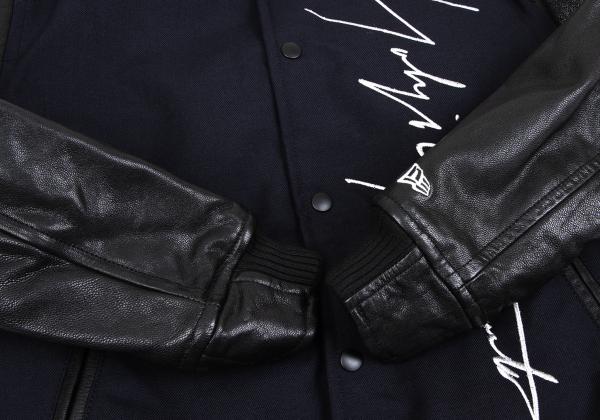 Yohji Yamaoto x NEW ERA x Yohji Yamamoto Wool Leather Navy Black Jacket Size 3