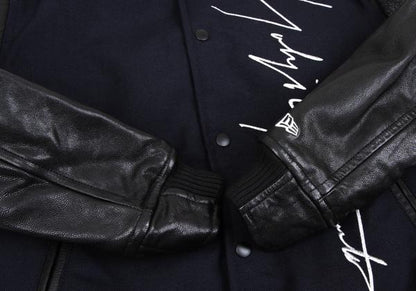 Yohji Yamaoto x NEW ERA x Yohji Yamamoto Wool Leather Navy Black Jacket Size 3