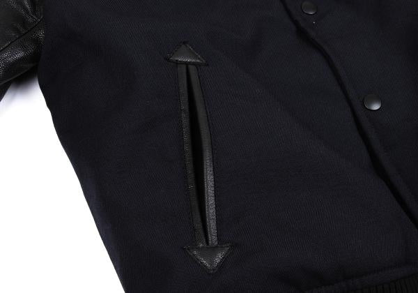 Yohji Yamaoto x NEW ERA x Yohji Yamamoto Wool Leather Navy Black Jacket Size 3