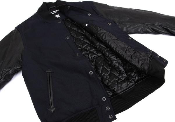 Yohji Yamaoto x NEW ERA x Yohji Yamamoto Wool Leather Navy Black Jacket Size 3