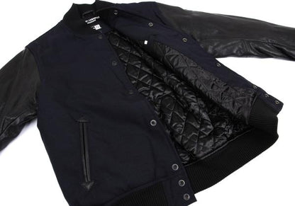 Yohji Yamaoto x NEW ERA x Yohji Yamamoto Wool Leather Navy Black Jacket Size 3