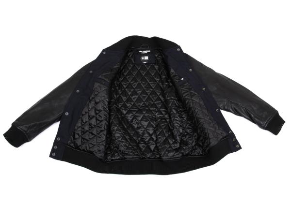 Yohji Yamaoto x NEW ERA x Yohji Yamamoto Wool Leather Navy Black Jacket Size 3