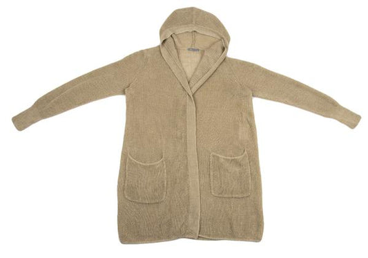 Theory luxe Mesh Linen Buttonless Cardigan Beige Size 38