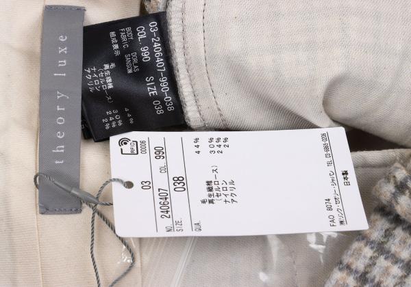 Theory luxe Wool Blend Check Wide Pants Gray Size 38