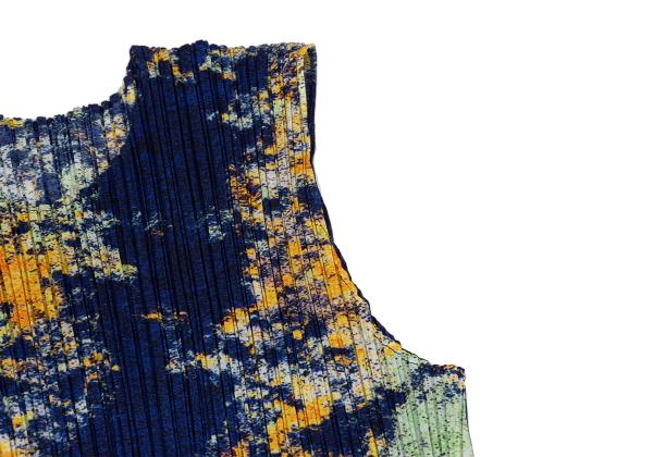 PLEATS PLEASE SPLASH 22AW Print Sleeveless Dress Navy Size 3