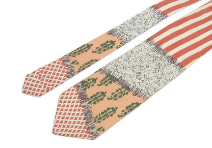 Jean Paul GAULTIER HOMME Striped Panel Silk Tie Orange
