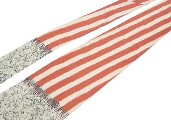 Jean Paul GAULTIER HOMME Striped Panel Silk Tie Orange