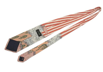 Jean Paul GAULTIER HOMME Striped Panel Silk Tie Orange