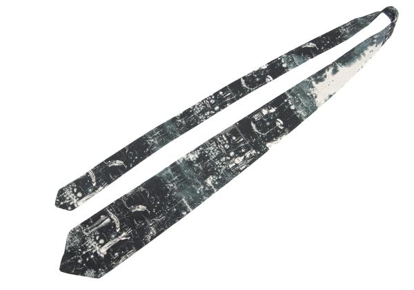 Jean Paul GAULTIER HOMME Black Graphic Print Silk Tie