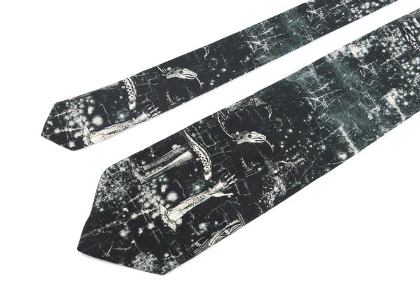 Jean Paul GAULTIER HOMME Black Graphic Print Silk Tie