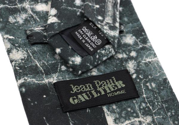 Jean Paul GAULTIER HOMME Black Graphic Print Silk Tie