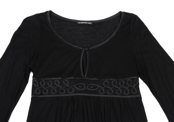 VIVIENNETAM Front Mesh Long Sleeve Tee Black