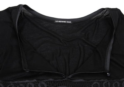 VIVIENNETAM Front Mesh Long Sleeve Tee Black