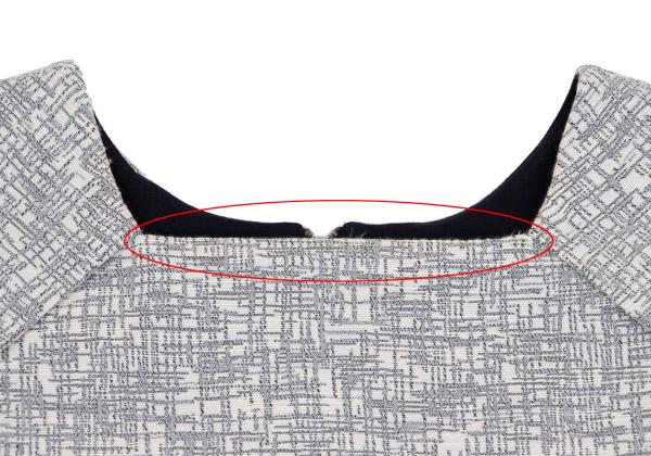 VIVIENNETAM Paneled Jacquard Navy Gray Blouse