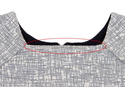 VIVIENNETAM Paneled Jacquard Navy Gray Blouse