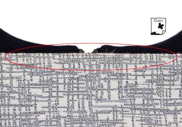 VIVIENNETAM Paneled Jacquard Navy Gray Blouse