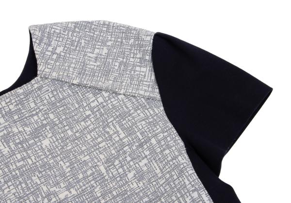 VIVIENNETAM Paneled Jacquard Navy Gray Blouse
