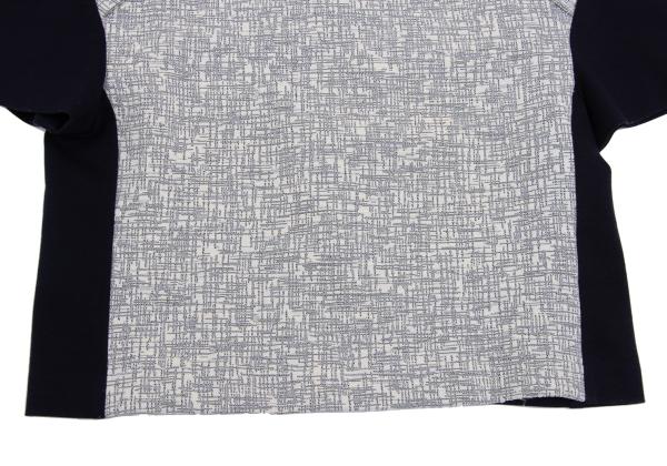 VIVIENNETAM Paneled Jacquard Navy Gray Blouse