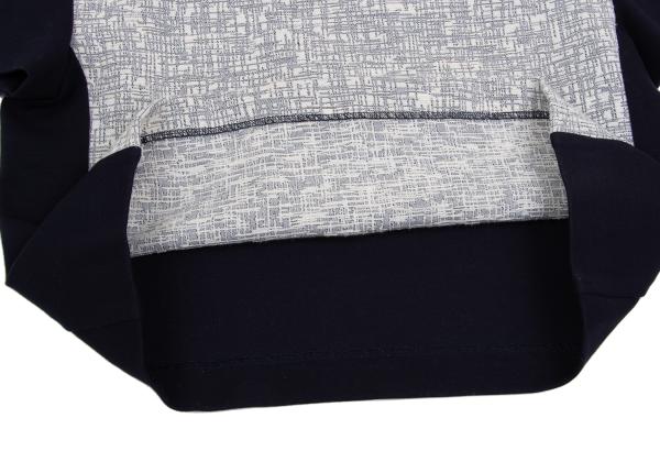 VIVIENNETAM Paneled Jacquard Navy Gray Blouse