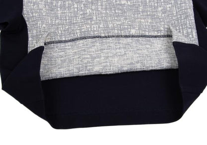VIVIENNETAM Paneled Jacquard Navy Gray Blouse