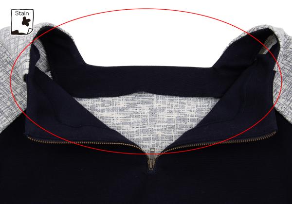 VIVIENNETAM Paneled Jacquard Navy Gray Blouse
