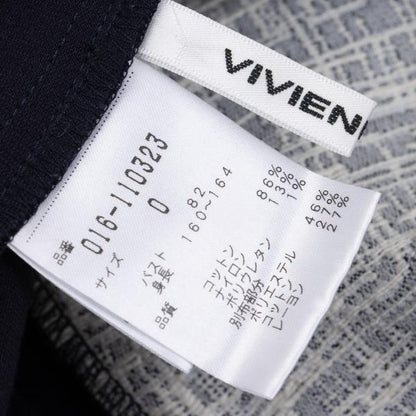 VIVIENNETAM Paneled Jacquard Navy Gray Blouse