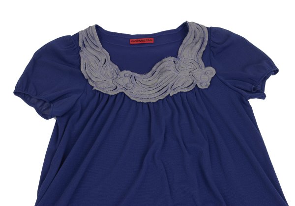VIVIENNETAM Goldfish Patch Power Tunic Blue Blouse