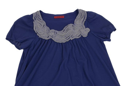 VIVIENNETAM Goldfish Patch Power Tunic Blue Blouse
