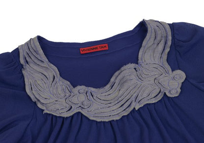 VIVIENNETAM Goldfish Patch Power Tunic Blue Blouse
