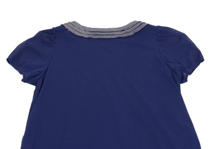 VIVIENNETAM Goldfish Patch Power Tunic Blue Blouse