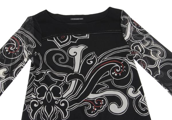 VIVIENNETAM Graphic Print Power Net Blouse